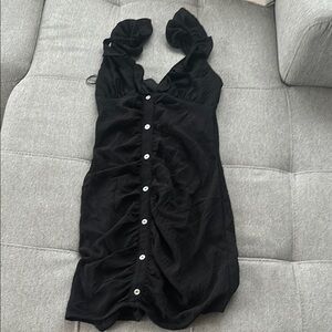 American Threads Black Ruched Bodycon Mini Dress